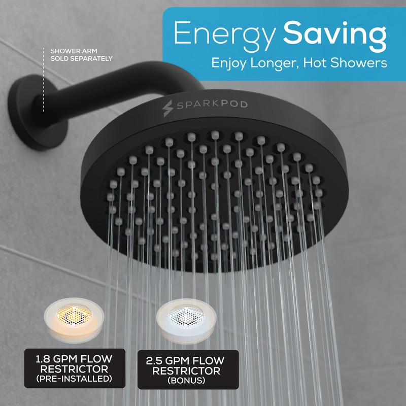 SparkPod Shower Head - High Pressure Rain - Premium Quality