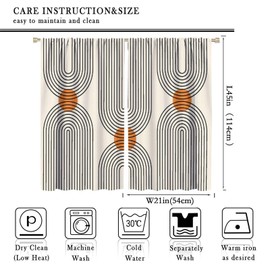 Nanacur Boho Mid Century Decor Window Curtains, Minimalist Abstract Arch Simple Sun Modern Window Drapes, for Living Room Bedroom 21(W)*45(L) 2 Panels (Decorative)