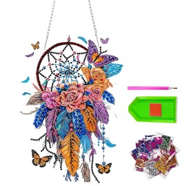 DIY Diamond Art Kit Dream Catcher Kit Acrylic Diamonds Painting Wind Chimes Sun Catchers Ornament for Windows Garden Home Room Decorations