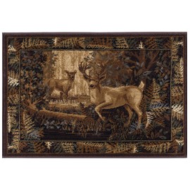 Fern Deer Beige 2x3 Scatter Mat Area Rug Cabin for Hallway, Walkway, Entryway, or Foyer - Lodge, Novelty