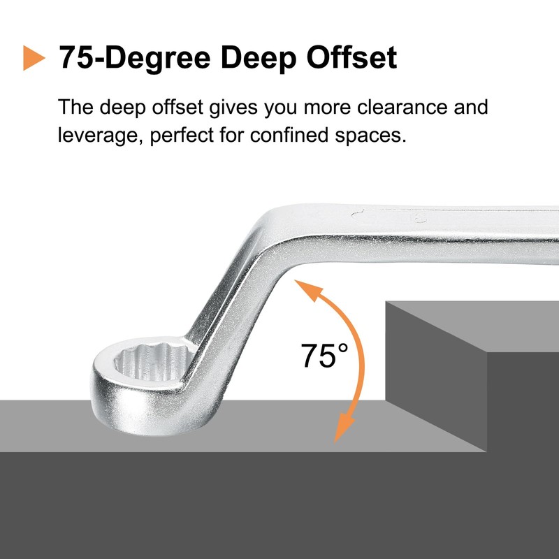 sourcing map Offset Extra Long Box End Wrench 6 x