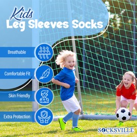 Kids Sock Sleeves Football - Anti Slip Leg Sleeve Socks Junior - Calf Compression | Fits Over Calf Shin Pads | Soft, Durable, Breathable, Quick Dry | Indoor & Outdoor Sports, PE, Everyday | One Size