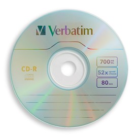 Verbatim CD-R Blank Discs 700MB 80 Minutes 52x Recordable Disc for Data and Music - 50 Pack Spindle,Silver