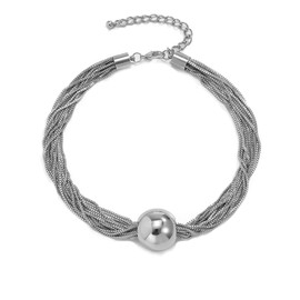 Clataly Chunky Ball Pendant Necklace Exaggerated Multi-Layer Statement Necklace Bracelets Thick Chains Jewellery for Women Girls, Metal, No Gemstone