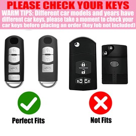 Key Fob Cover with Diamond Keychain for Women, Car Key Holder Case Compatible with Mazda 3 6 8 Miata MX5 CX3 CX4 CX5 CX7 CX9 Smart Remote Key Protector, 4 Buttons (Blue-Heart)