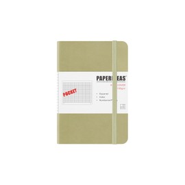 PAPERIDEAS Notebook, Classic Notebook, Hard Cover, New A6 Pocket Size (W x H x H): 4.1 x 5.9 inches (10.6 x 15.1 cm) with elastic band (squared, gardenia brown)