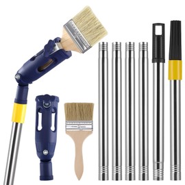 HuuppHip Multi Angle Paint Brush Extender Extension Pole Attachments, 1.7m Paint Roller Extension Pole with Paint Brush, 180° Rotation Paint Roller Extension Pole fits Most Rollers and Scrapers