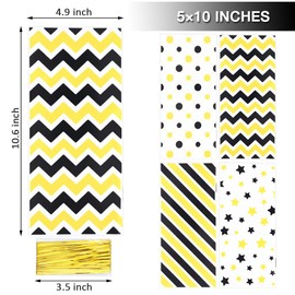 Alimat PluS Colorful Cellophane Treat Bags 4.9×10.6 Inches, 50 Pieces Plastic Clear Bags for Treats, Cookie Bag with Twist Ties