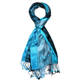 Lorenzo Cana Luxury Men's Scarf Scarf Jacquard Woven 100% Silk Paisley Pattern Silk Scarf Men's Scarf Multicoloured 70 x 190 cm, Dark Blue-Turquoise