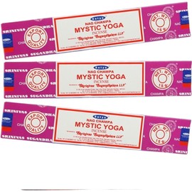 Satya Nag Champa Mystic Yoga100% Natural incense Sticks | 3 Packs | Handmade Incense Sticks | Used for Stress Relief, Spiritual Decor, Smudging and Meditation