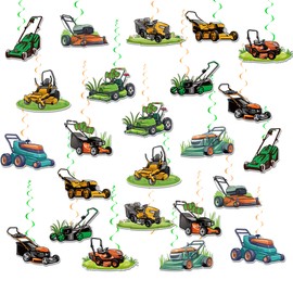 24 Pcs Lawnmower Hanging Decorations Lawn Mower Hanging Swirls Ceiling Swirls Lawn Mower Birthday Party Supplies for Lawn Mower Party Decorations Farm Farmyard Party