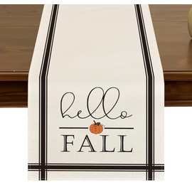 Hello Fall Pumpkin Table Runner 13x72 Inch Seasonal Autumn Kitchen Dining Table Decor for Home Party Decorations ZQ30