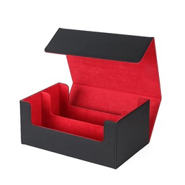 ZWSJLC Magnetic Loader Case, 35pt/55pt/75pt/100pt/130pt PU, Large Capacity, Storage, Deck Case, Card Case (Double Column, Red)