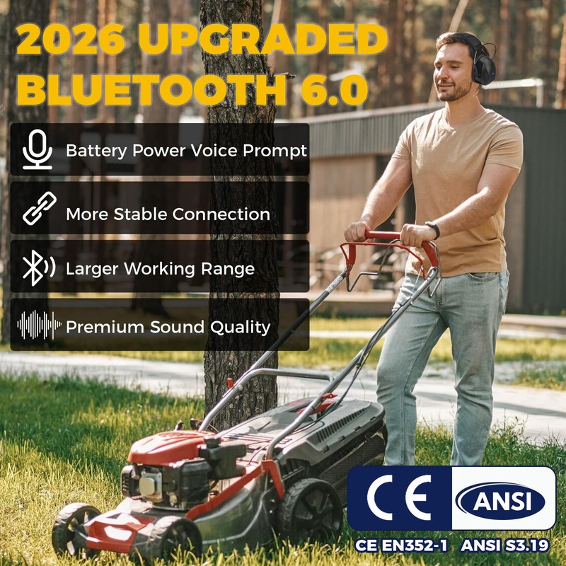 Kalence Bluetooth 6.0 Hearing Protection with 120H Working Time, 30dB
