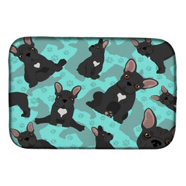 Caroline's Treasures MLM1002DDM Black French Bulldog Dish Drying Mat Absorbent Dish Drying Mat Pad for Kitchen Counter Dish Drainer Mat for Countertop, 14 x 21", Multicolor