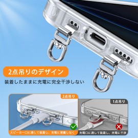 Smartphone Strap Holder [2-gang Type, 0.0008 inch (0.2 mm) Ultra-thin, Curved Design that does not float easily] Stainless Steel Smartphone Strap Holder, Cell Phone Strap Holder, Tag Patch, Load up to