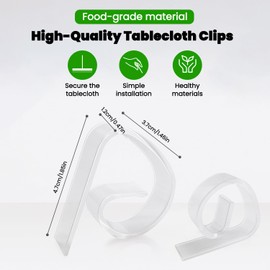 12Pcs Table Cloth Clips for Outside Table, Transparent Plastic Tablecloth Clips for Indoor and Outdoor Use, Fits 1-3cm Thick Tables, Reusable Holders for Garden, Picnic, Party