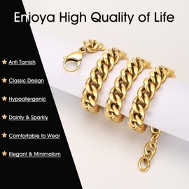 Cuban Link Chain Necklace for Men Women, Adjustable Silver Black Gold 316L Stainless Steel 6mm/10mm/14mm Width, 18/22 Inch Length, Stainless Steel, No Gemstone