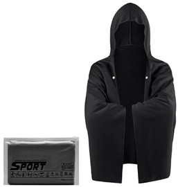 Wxllzlife Cooling Towel, Cooling Sensation, Absorbent, Quick Drying, Heatstroke Prevention, Summer, Sports Jogging, Hooded Poncho Stall, Pool, Sea Outdoor Travel Supplies (Black, 57.1 x 24.4 inches
