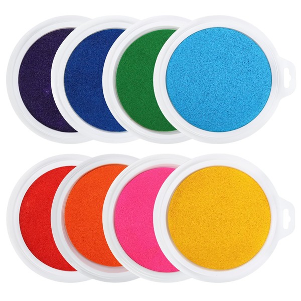 Peohud 7" Large Round Craft Ink Pad, 8 Colors Washable