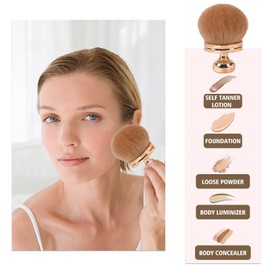 1 Großer Puderpinsel, Selbstbräuner Pinsel Körper, Körperpinsel, 5 Flockquasten und 1 Aufbewahrungsbox – Klein und Handlich, zum Auftragen von Foundation und Rouge.