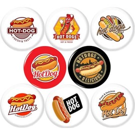 Generic Hot Dogs x 8 NEW 1"" inch (25mm) pins buttons badge …