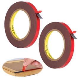 Double Sided Tape, Super Strong, Set of 2 Rolls, Width 0.2 inches (5 mm) x Length 9.8 ft (3 m) x Thickness 0.03 inches (0.8 mm), Strong Double-Sided Tape, For Cars, Heat Resistant, Waterproof