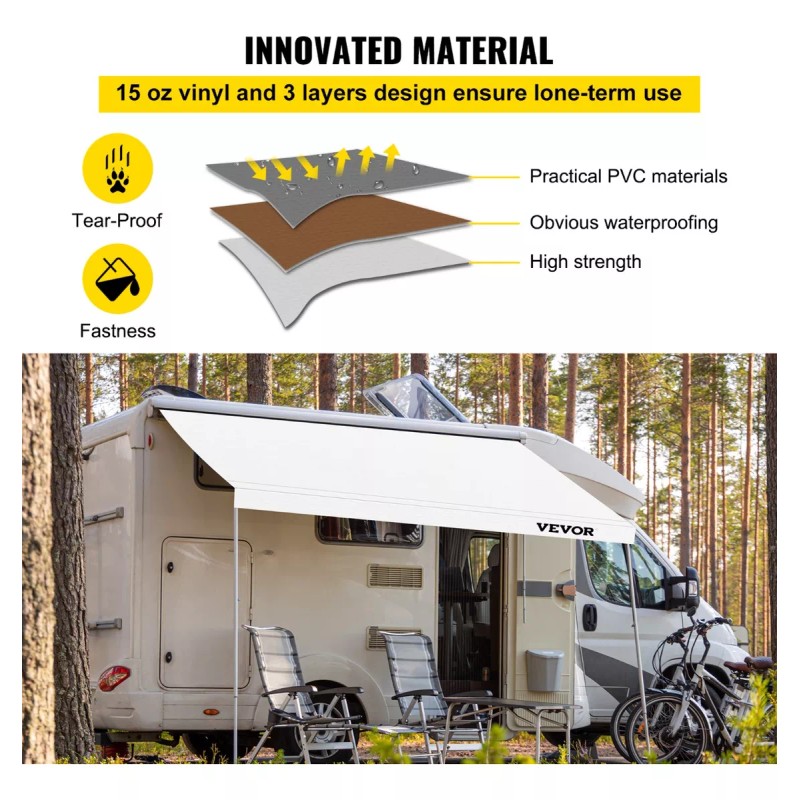 Vevor Toldo Para Autocaravana Tela De Repuesto 17pies Blanco