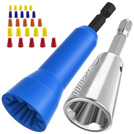 2 Pcs Wire Nut Twister & Wire Twister Tool for Drill, Electricians Wire Twister with 1/4" Chuck,Electrical Wire Twisting Tool Suitable for Wire Sizes of 9-22 AWG with 25 Pcs Wire Connectors Nuts