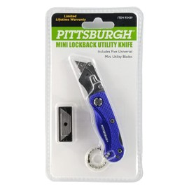 Pittsburgh - Premium Pittsburgh Automotive Mini Lock-Back plegable de cambio rápido cuchillo utilitario con 5 cuchillas reemplazables y l...