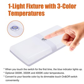 Facon LED 12V RV Interior Lights with Touch Dimmable Switch, Double Dome Light 12W 1000LM, 3Colors: 3000K/3500K/4000K, 12Volts LED Ceiling Light for RV, Camper, Caravan, Trailer, 5th Wheel, Boat