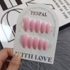 TENPAL Glossy Press on Nails Medium Almond,Sheer Ballet Pink Color