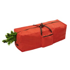 ADEPTNA Heavy duty Christmas Tree Storage Bag - Suitable Xmas Tree Up to 7ft -Double Stitched Zip Carry Handles (RED)