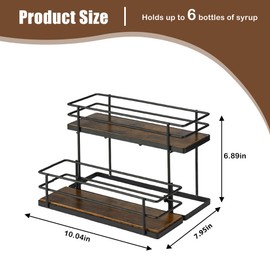 EFYSE Coffee Syrup Organizer Rack, 2 Tier Syrup Holder for Coffee bar Syrup Storage,Kitchen Condiment Organization and Wine Display(6 Bottle Capacity).