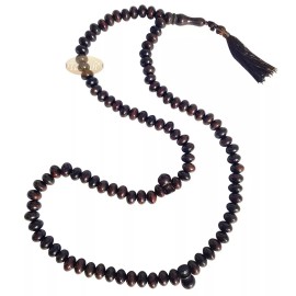 Large Wooden Misbaha Prayer Beads 8x11mm Dark Brown Boxwood Muslim Necklace