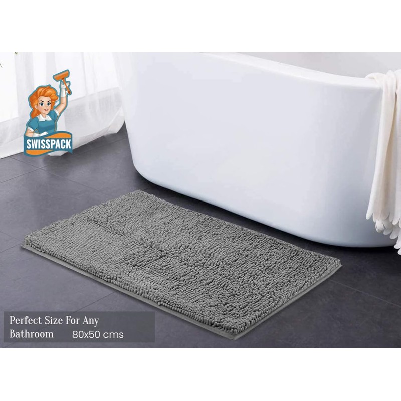 SWISSPACK 60X40/80x50 CMS Microfiber Bath Mat for Bathroom, Non-Slip Super