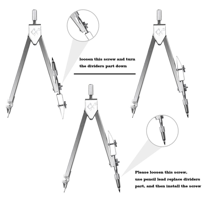 Tdfronien Students Geometry Math Set, Drawing Compass and 6 Inch