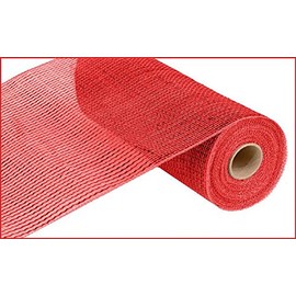 Deluxe Wide Foil Poly Deco Mesh, 10 Inches x 10 Yards (Red with Red Foil)
