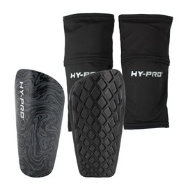 Hy-Pro Shin Pads With Football Socks - Breathable & Secured Elastic Shin Pad Socks For Players 120-140cm - Small Size, No-Strap Design for Secure Protection