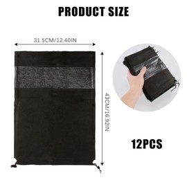 12 Stück Schuhbeutel für Reisen und Zuhause, Staubdicht Schuhsack Wasserabweisend Schuhtasche mit Zugband und Transparentes Fenster, Schuhbeutel Reise Wasserdicht, Schuhbeutel für Reise