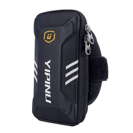 DFV mobile - Waterproof Reflective Armband Case with 2 Compartments Sport Running Walking Cycling Gym for JIVI Xtreme Click (2020) - Black