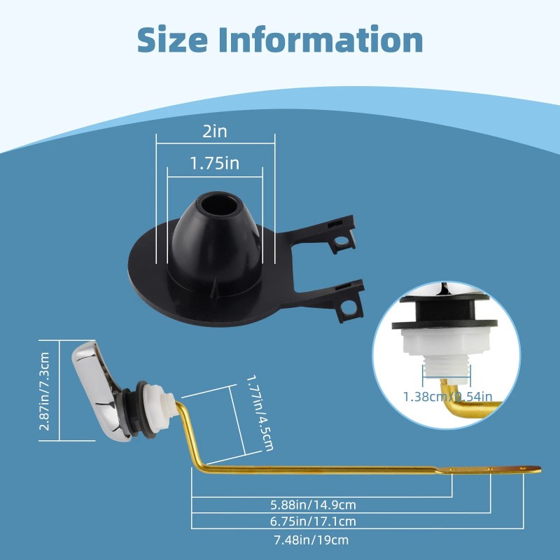 Unbranded Toilet Handle Front Mount with 2-Inch Rubber Toilet Flapper