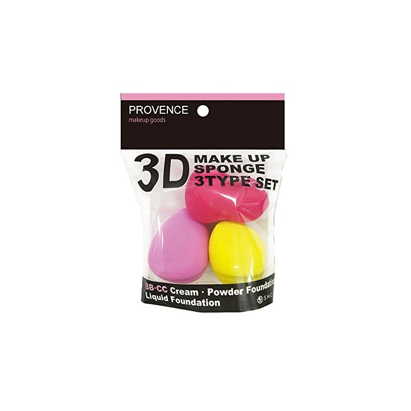 SHO-BI 3D Makeup Sponge, Set of 3, Clear, 1 Piece
