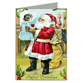 Santa Bringing Dolls and Toys for Boys and Girls, Vintage Note Cards Boxed Set
