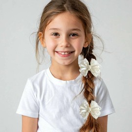 Bows Hair Clips Cute Lace Alligator Hair Clips for women girls Hair accessories (Beige)