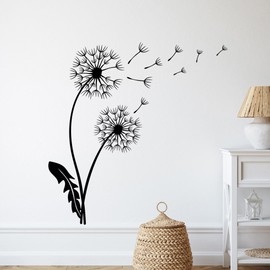 GRAZDesign Wandtattoo Pusteblume Blumen Wandaufkleber für Kinderzimmer Schlafzimmer Wohnzimmer Löwenzahn Pflanzen - 41x40cm / beige