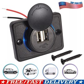 Unbranded 3.1A 12-24V Dual USB Charging Car Boat RV Fast Charge Socket Power Outlet Panel