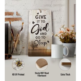 YZEXEZY Bedroom Decor-Give It to God and Go to Sleep Sign12"x6" Rustic Room Ruler Hanging Sign Farmhouse Bedroom Wall Art Decor Christian Religious Decoration Gifts
