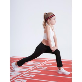 DIPUG Girls Flare Leggings Yoga Pants with Side Pockets Extra Stretch Ideal for Dance Jazz Sports and Everyday Wear（Black 8-9Y