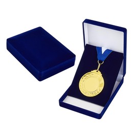 OLYCRAFT 2 Stück Aufbewahrungsboxen Für Einzelne Medaillen Mitternachtsblau Samt Ausstellungsboxen Für Abzeichen Rechteckige Medaillen Anstecknadel Hülle Abzeichen Sammelbox 12.3x9x3.15cm